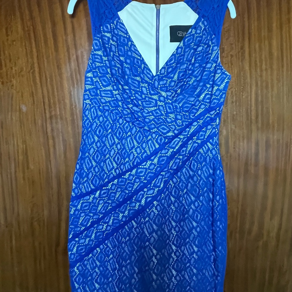 Cenia of New York blue lace overlay 10 royal blue dress